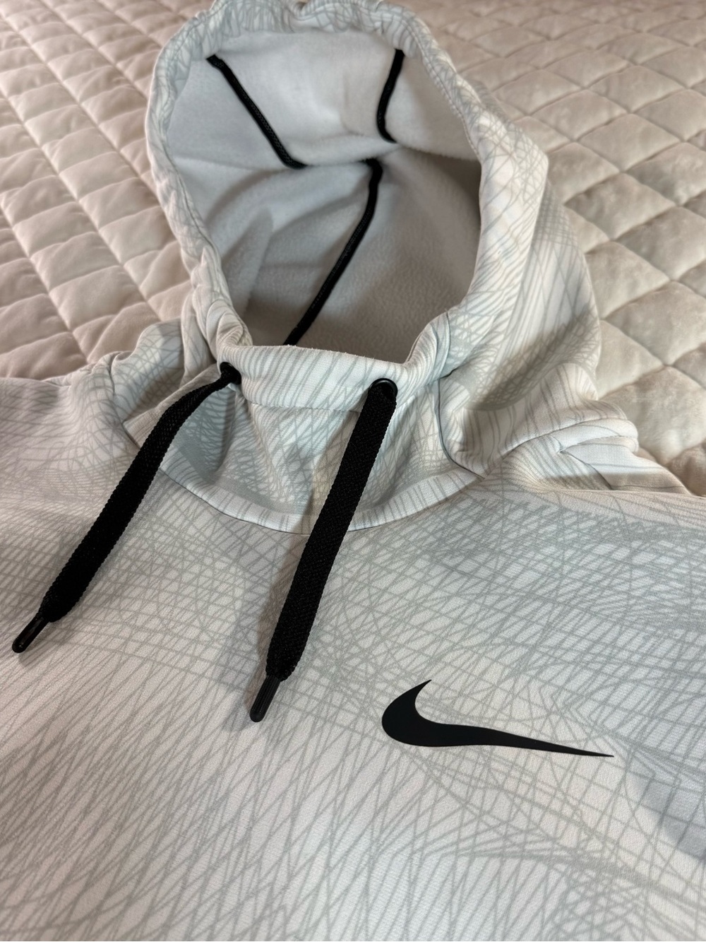 Nike Men's Therma Dri-FIT Academy Printed Fleece Pullover Hoodie White Large